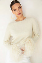 Load image into Gallery viewer, Lisa Maree Sunrise Removable Wool Cuff Cashmere Sweater | Cream