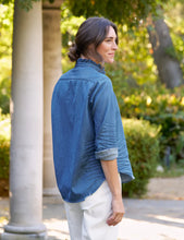 Load image into Gallery viewer, Frank &amp; Eileen | Eileen Ruffle Ruffle Collar Button-Up Shirt | Vintage Stonewash Blue