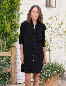 Frank & Eileen Mary Ruffle Ruffle Collar Shirtdress | Black