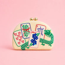 Load image into Gallery viewer, *PREORDER* Mahjong Tiles Raffia Clutch Purse | Natural