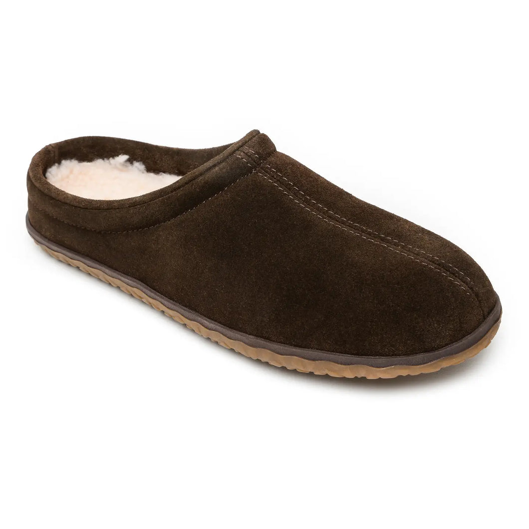 Men's Indoor Outdoor Suede Cozy Berber Treaded Clog Slipper | Chocolate
