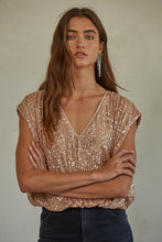 Load image into Gallery viewer, Sequin V-Neck Bodysuit | Rosegold
