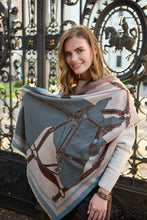 Load image into Gallery viewer, Equestrian Wrap Scarf | Chocolate &amp; Blue