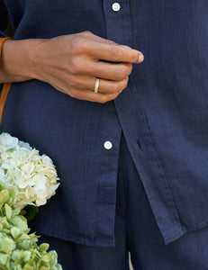 Frank & Eileen Eileen Relaxed Button-Up Shirt Washed Linen | Navy