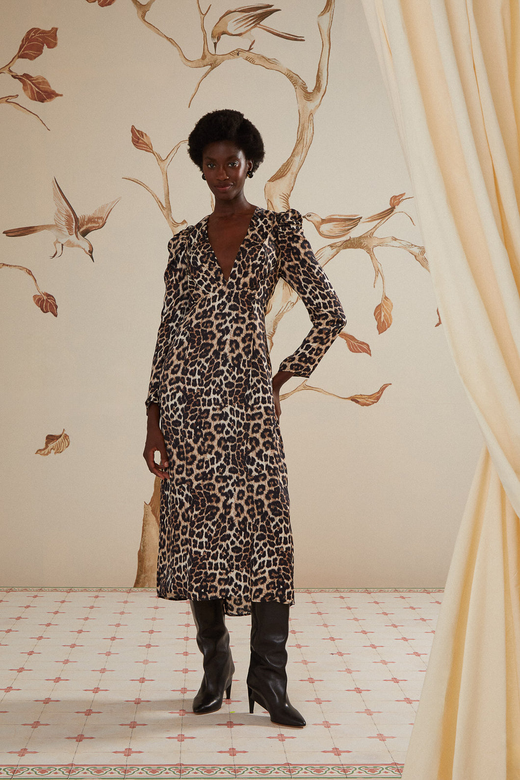 Farm Rio Natural Skin Cream Midi Dress