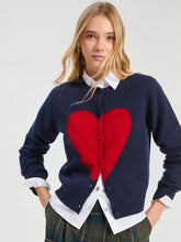 Load image into Gallery viewer, Vilagallo Navy Red Heart Cardigan
