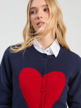 Load image into Gallery viewer, Vilagallo Navy Red Heart Cardigan