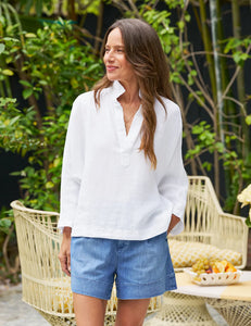 Frank & Eileen Gabi Popover Shirt Washed Linen | White
