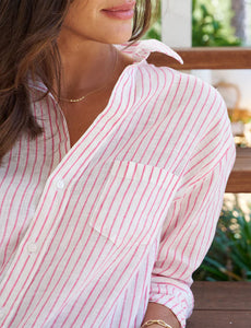 Frank & Eileen Mary Shirtdress | Classic Linen Pink Stripe