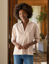 Load image into Gallery viewer, Frank &amp; EIleen Patrick Popover Henley Heritage Jersey | Vintage White &amp; Camel Stripe