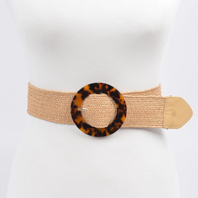 Tortoise Shell Buckle Stretch Belt