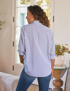 Frank & Eileen | Eileen Relaxed Button-Up Shirt White & Navy Stripe Superluxe