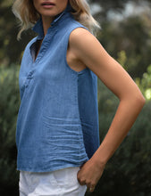 Load image into Gallery viewer, Frank &amp; Eileen Olivia Popover Tank | Vintage Stonewashed Denim