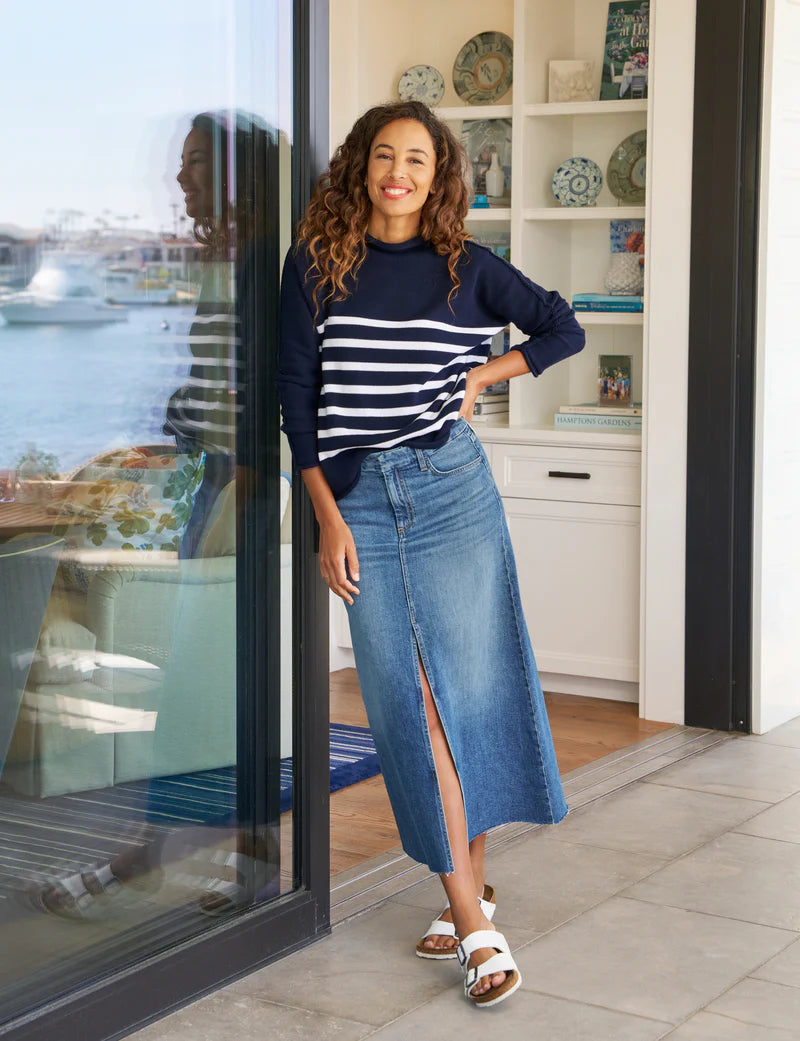 Frank Eileen Donnybrook Denim Midi Skirt Italian Vintage Denim