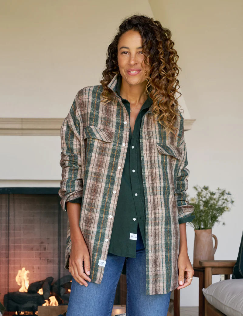 Frank & Eileen McLoghlin Utility Shirt | Brown and Green with Sand Plaid