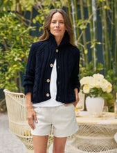 Load image into Gallery viewer, Frank &amp; Eileen Mini Cotswolds Cropped Cable Knit Cardigan | Marine