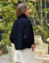 Load image into Gallery viewer, Frank &amp; Eileen Mini Cotswolds Cropped Cable Knit Cardigan | Marine