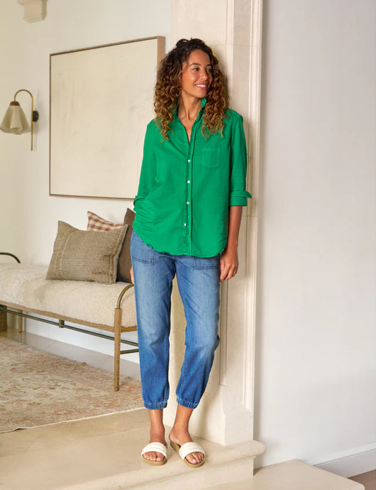 Frank & Eileen | Eileen Relaxed Button-Up Famous Denim Kelly Green