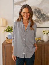 Load image into Gallery viewer, FINAL SALE Frank &amp; Eileen | Eileen Relaxed Button-Up Shirt Navy and White with Silver Stripe