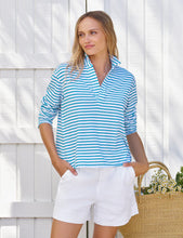 Load image into Gallery viewer, Frank &amp; Eileen Patrick Popover Henley | Turquoise Stripe