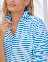 Load image into Gallery viewer, Frank &amp; Eileen Patrick Popover Henley | Turquoise Stripe