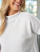Load image into Gallery viewer, Frank &amp; Eileen Monterey Pointelle Rolled Funnel Neck Sweater | White