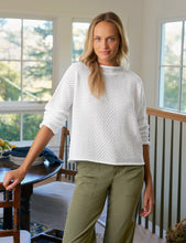 Load image into Gallery viewer, Frank &amp; Eileen Monterey Pointelle Rolled Funnel Neck Sweater | White