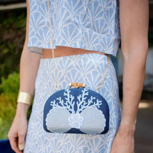 Load image into Gallery viewer, Coral &amp; Shell Clutch Purse | Navy