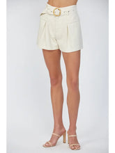Load image into Gallery viewer, Linen Bamboo Belt Shorts | Cream