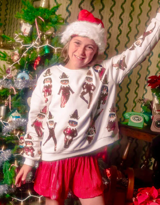 Queen Of Sparkles KIDS Elf On The Shelf Christmas Sweatshirt