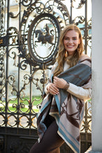 Load image into Gallery viewer, Equestrian Wrap Scarf | Chocolate &amp; Blue