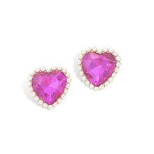 Load image into Gallery viewer, Barbie Hot Pink Heart Earrings