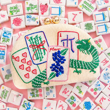 Load image into Gallery viewer, *PREORDER* Mahjong Tiles Raffia Clutch Purse | Natural