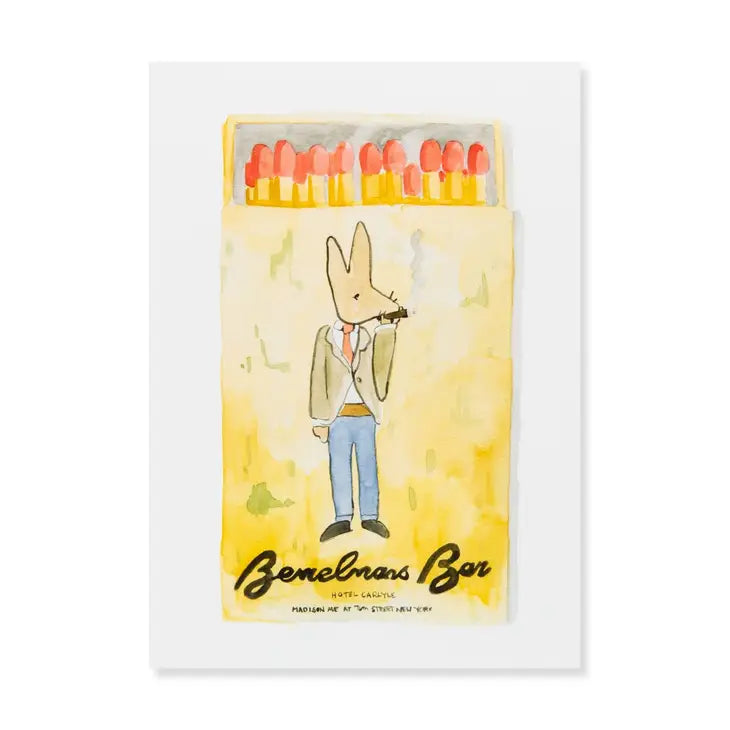 Bemelman's Bar Matchbook Watercolor Print | The Carlyle Hotel NYC