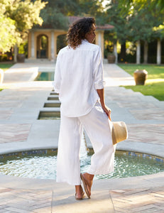 Frank & Eileen Maisie Pull On Crop Wide Leg Linen Pant | White