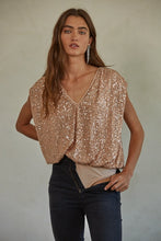 Load image into Gallery viewer, Sequin V-Neck Bodysuit | Rosegold