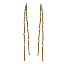 Load image into Gallery viewer, Turquoise Dot &amp; Liquid Gold Duster Statement Earrings