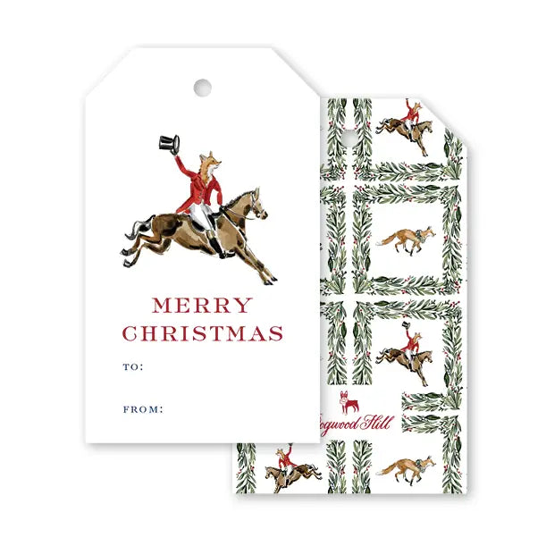 Merry Christmas Fox Chase Gift Tags