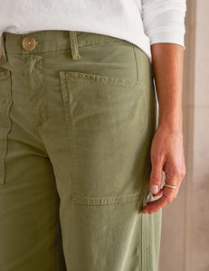 Frank & Eileen Limerick Wide-Leg Utility Pant | Italian Peached Twill Olive