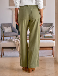 Frank & Eileen Limerick Wide-Leg Utility Pant | Italian Peached Twill Olive