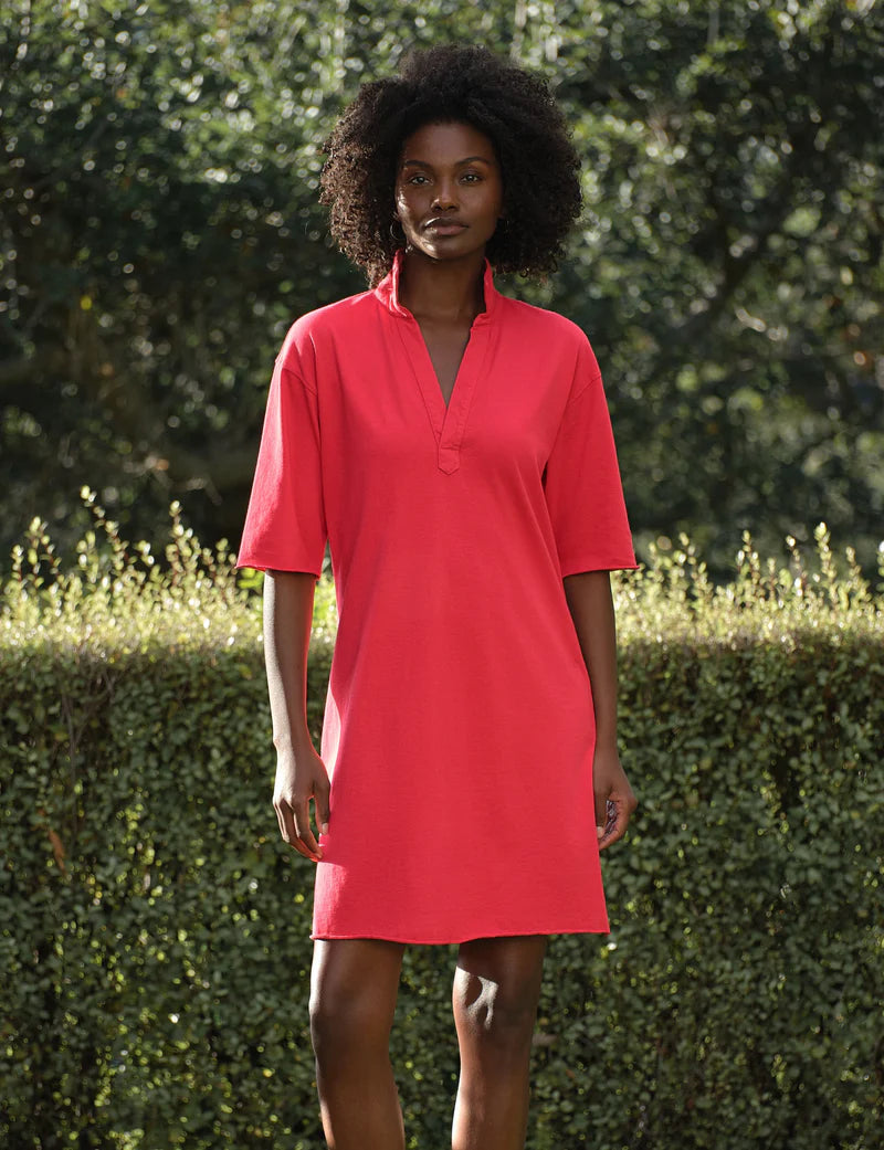 henley shirt dress PBFRDSJ Work Dresses for Women Henley 1/4 Puff Sleeve Casual Mini Sundress Summer Loose Solid Color Shirt Dresses for Office Business