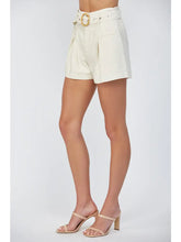 Load image into Gallery viewer, Linen Bamboo Belt Shorts | Cream