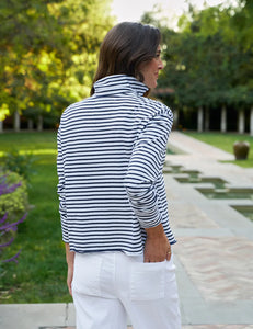 Frank & Eileen Patrick Popover Henley Tee | Navy French Stripe