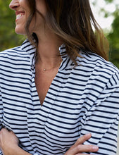 Load image into Gallery viewer, Frank &amp; Eileen Patrick Popover Henley Tee | Navy French Stripe