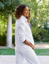 Load image into Gallery viewer, Frank &amp; Eileen Mini Belfast Cropped Peacoat | Italian Performance Linen | White