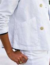 Load image into Gallery viewer, Frank &amp; Eileen Mini Belfast Cropped Peacoat | Italian Performance Linen | White