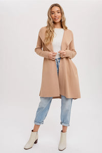 Jackie Drape Collar Cardigan | Latte