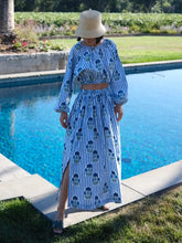 Load image into Gallery viewer, Maison Marigold Newport SKIRT | Blue &amp; Green Blockprint