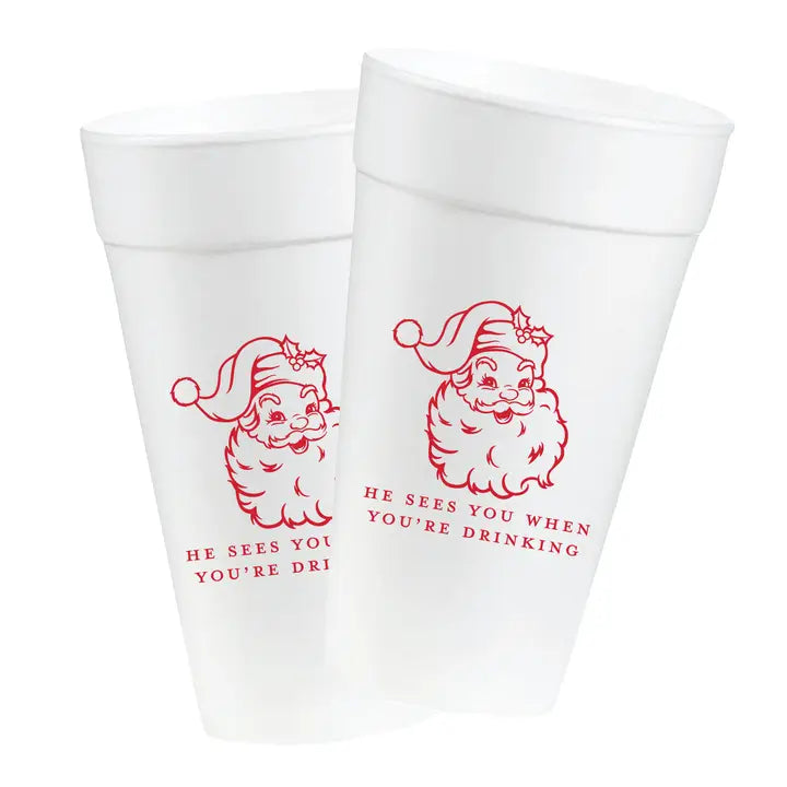 He Sees You When You're Drinking Santa Claus Roadie Cups | Set Of 8