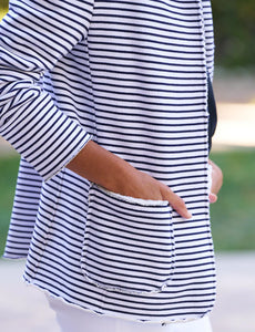 Frank & Eileen Dublin Sweatshirt Blazer | Navy French Stripe